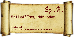 Szilvássy Nándor névjegykártya