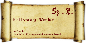 Szilvássy Nándor névjegykártya